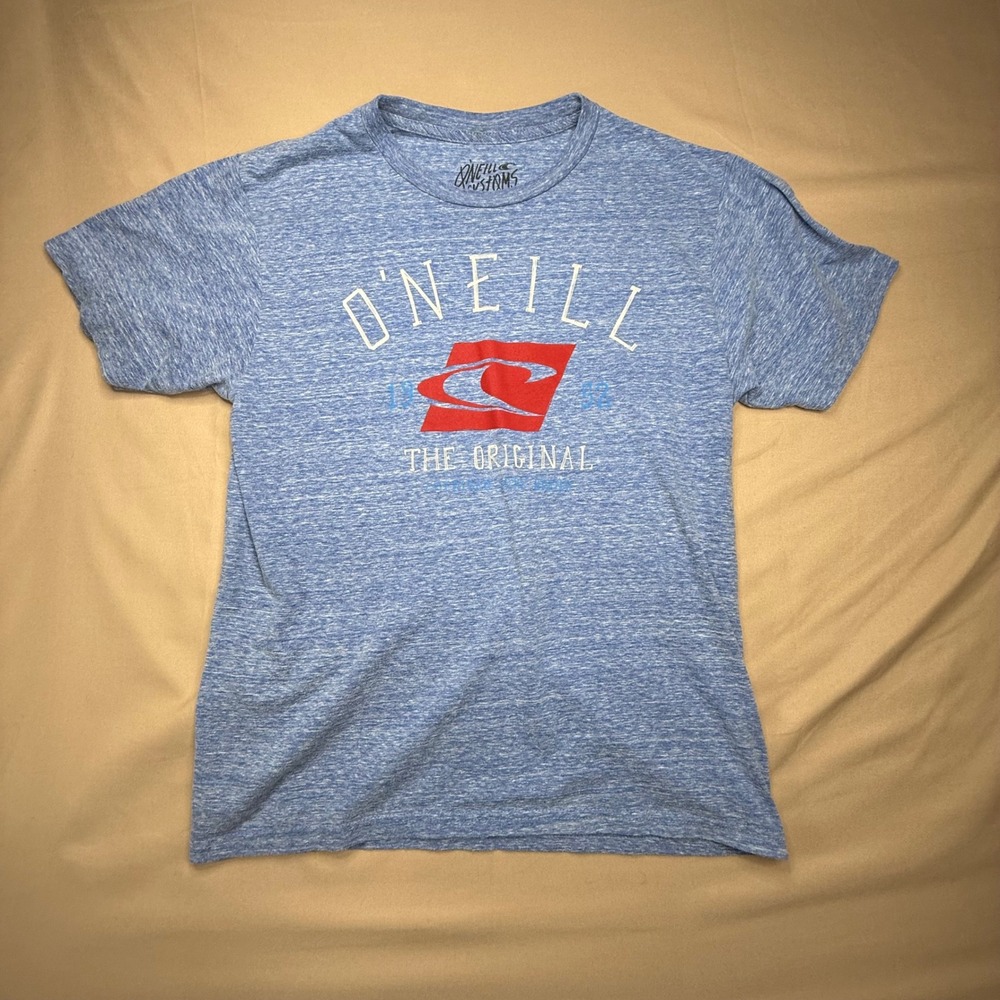 O'Neill Customs Mens Blue Heathered Graphic T-Shirt The Original Surf Tee Medium